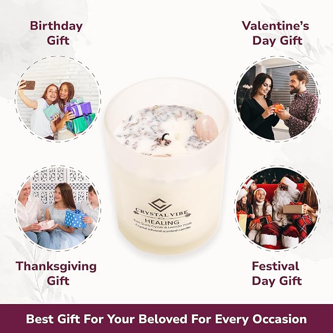 Crystal Vibes Scented Candle for Aromatherapy & Meditation | Long-Lasting Fragrance | Relaxing Home Décor | Stress Relief & Calm Ambience