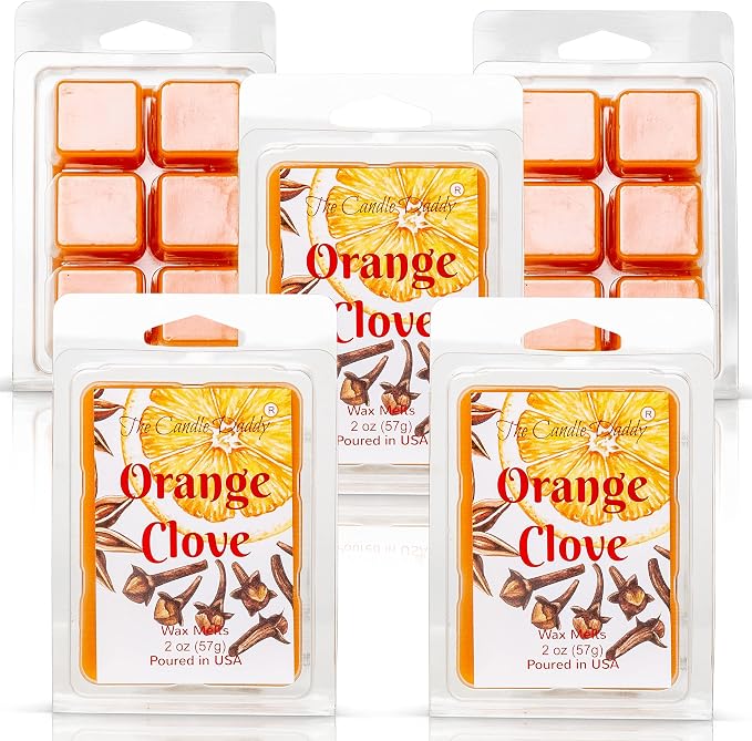 The Candle Daddy - Orange Clove - Spicy Orange Citrus Scented Melt- Maximum Scent Wax Cubes/Melts- 1 Pack -2 Ounces- 6 Cubes