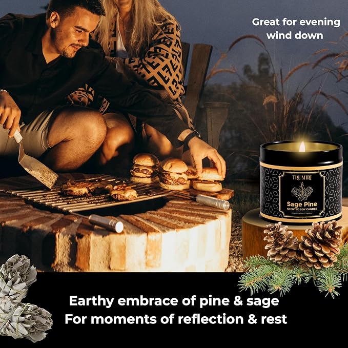 Sage & Pine Candle Strong Scented Soy Candel Natural Non Toxic Velas Aromáticas for Cleansing Gift for Fall Christmas Holidays Pack of 1 5Oz Decorartive Travel Tin