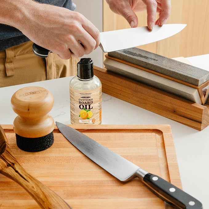 CLARK'S Cutting Board Oil - Food Grade Mineral Oil for Wood Cutting Board - Scented with Orange and Lemon Essential Oils - Butcher Block Conditioner - Restores and Protects Wood - Made in USA, 8oz
