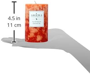 Aroma Naturals Orange and Cedar Essential Oil Scented Pillar Candle, Clarity, 2.5 inch x 4 inch