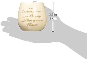 Pavilion - 8 Oz Candle Holder - Cream Beige Ceramic Candle Vessel with 100% Soy Wax, Tranquility Scent When Someone You Love Becomes A Memory Remembrance Gift - Printed Text, Love Theme, Round Shape