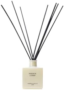Mikado Boutique Reed Diffuser | All-Natural Essential Oil Fragrance | Includes Rattan Sticks | Refillable (3.4 FL OZ, French Linen)