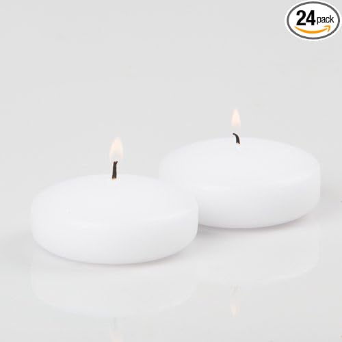 24 White Richland Floating Candles 3"