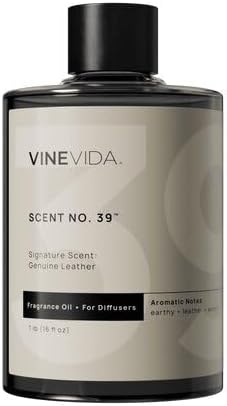 VINEVIDA Genuine Leather Fragrance Oil for Cold Air Diffusers, Essential Oils for Diffuser Oil Refill & Air Freshener Room Spray - 16 Fl Oz