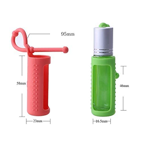 6pcs 5ml 10ml 15ml Silicone Roller Bottle Holder Sleeve,Essential Oil Carrying Case Colorful Travel Protective Cover with Hanging Rope Essential Oil Holder Accessories (10ml(1/3oz))