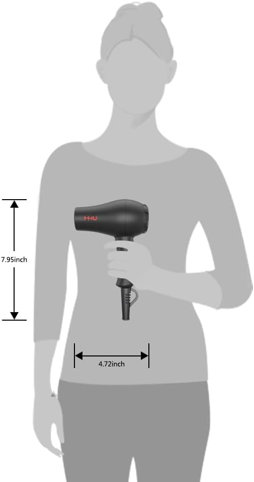 Travel Mini Hair Dryer Ceramic Ionic 1000 Watts Blow Dryer for RV Lightweight 2 Speed Settings with a Concentrator, Black
