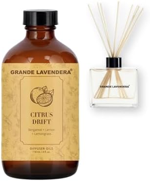 Grande Lavendera® Citrus Drift Fragrance Oil Blend, Luxury Hotel Inspired Aromatherapy Scent Diffuser Oil, Bolder Fragrance with Bergamot, Lemon & Lemongrass, USA Made, 4 fl oz / 118 mL