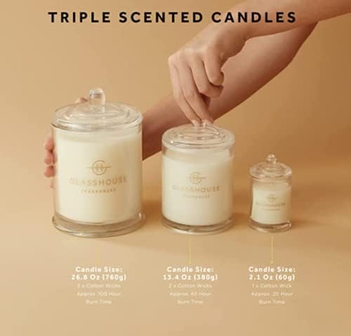 Glasshouse Fragrances A Tahaa Affair Candle, Triple Scented Natural Soy Wax Blend, 2 Wicks & Glass Jar, 65 Hour Burn Time, Vanilla Caramel, 13.4 Oz (380g)