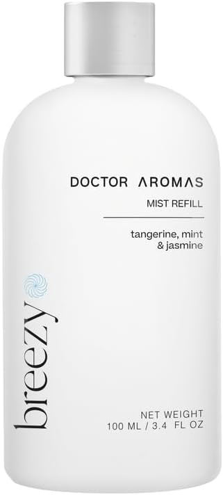 Doctor Aromas Oil Diffuser Essential Oil Blend Refill – Premium Aromatherapy & Home Fragrance, Scent of Tangerine, Mint & Jasmine, 3.4 fl oz (100 ml) (Breezy)