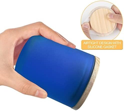 SHOWIN 8 OZ Thick Candle Jars for Making Candles 15 Pcs, Empty Jars with Wood Lids for Candle Making, Sample Container, Frosted Blue