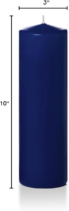 yummi 3" x 10" Navy Blue Round Pillar Candles - 3 per Pack