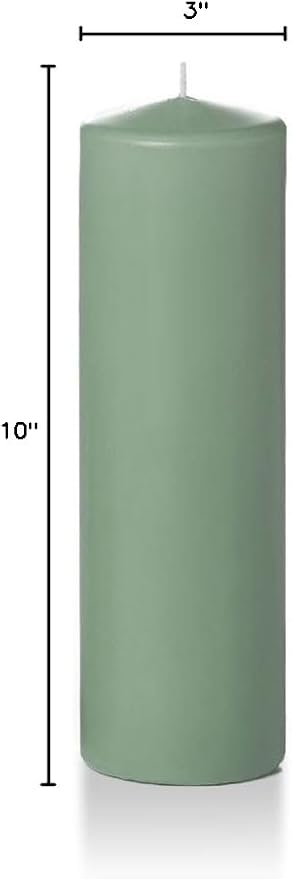 yummi 3" x 10" Sage Round Pillar Candles - 3 per Pack