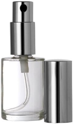 Riverrun Perfume Atomizer, Empty Refillable Round Glass Bottle, Silver Sprayer 15ml 1/2 oz (1 Bottle)