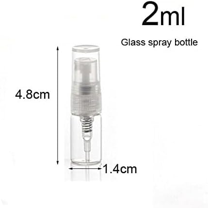 Elfenstall- 10pcs Mini Clear 2ml 5/8 Dram Fine Mist Atomizer Vial Glass Bottle Spray Refillable Perfume Empty Sample Bottle Clean Cloth for Travel Party Free 3ML Dropper