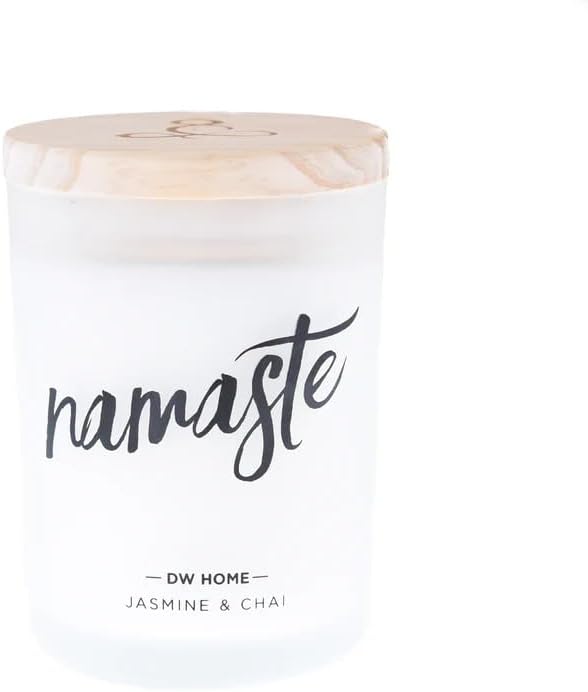 DW Home Namaste | Jasmine & Chai Scented Candle for Home, 7.5 oz, Medium Single Wick Candle Jar, Up to 40H Burn Time, Luxury Scented Candle for Relaxation, Gifting, Home Decor