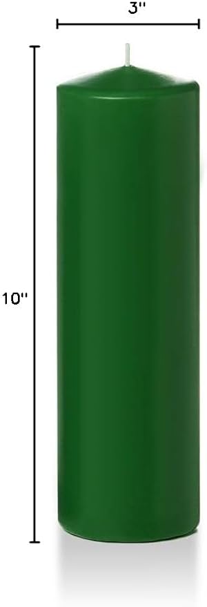yummi 3" x 10" Hunter Green Round Pillar Candles - 3 per Pack