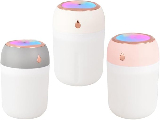 Portable Mini Humidifier for Bedroom, Office, Car, USB Personal Humidifier with LED Lights, 330ML Capacity, Auto Shut-Off, Aromatherapy Diffuser