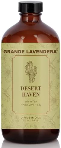 Grande Lavendera® Desert Haven Fragrance Oil Blend, Luxury Hotel Inspired Aromatherapy Scent Diffuser Oil, Bolder Fragrance with White Tea, Aloe Vera & Lily, USA Made, 6 fl oz / 177 mL