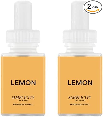 Pura & Simplicity Home Scent Refill - Smart Air Diffuser - Long-Lasting Luxury Fragrance per Refill - Home Essential - Clean & Safe Diffuser Fragrance - 2 Pack, Lemon