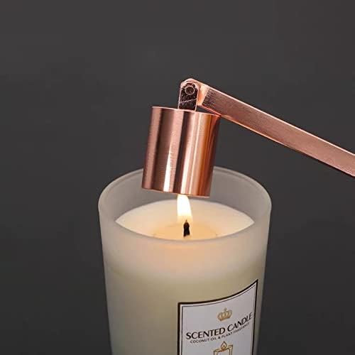 MUXSAM 4 in 1 Candle Accessory Set - Candle Wick Snuffer, Trimmer, Dipper & Storage Tray - Rose Gold