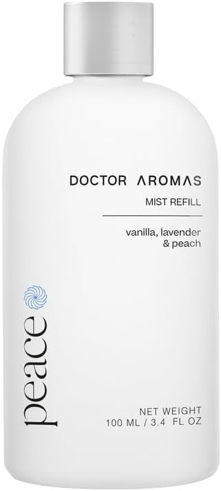 Doctor Aromas Oil Diffuser Essential Oil Blend Refill – Premium Aromatherapy & Home Fragrance, Scent of Vanilla, Lavender & Peach, 3.4 fl oz (100 ml) (Peace)