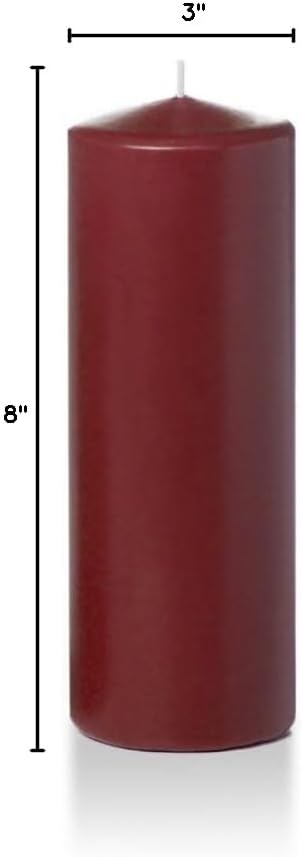 yummi 3" x 8" Burgundy Round Pillar Candles - 3 per Pack