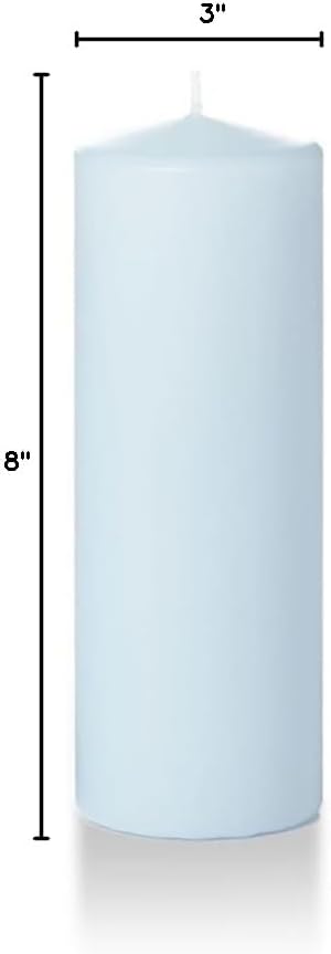 yummi 3" x 8" Ice Blue Round Pillar Candles - 3 per Pack