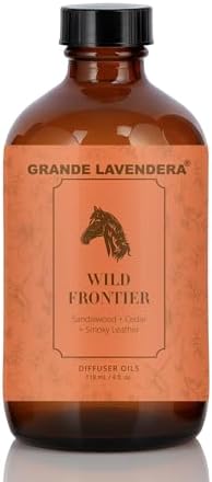 Grande Lavendera® Wild Frontier Fragrance Oil Blend, Luxury Hotel Inspired Aromatherapy Scent Diffuser Oil, Bolder Fragrance with Sandalwood, Cedar & Smoky Leather, USA Made, 4 fl oz / 118 mL
