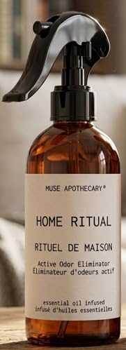 Muse Apothecary Home Ritual Active Odor Eliminator Spray - Furniture Deodorizer Spray & Bathroom Odor Eliminator for Home - Essential Oil Air Freshener - 4oz, Cara Orange + Fig + Blackberry Vanilla