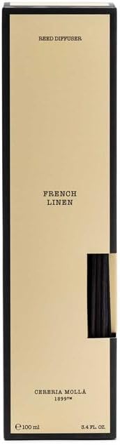 Mikado Boutique Reed Diffuser | All-Natural Essential Oil Fragrance | Includes Rattan Sticks | Refillable (3.4 FL OZ, French Linen)