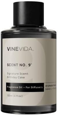 VINEVIDA [4 Fl Oz] Birthday Cake Fragrance Oil for Cold Air Diffusers, Essential Oils for Diffuser Oil Refill & Air Freshener Room Spray