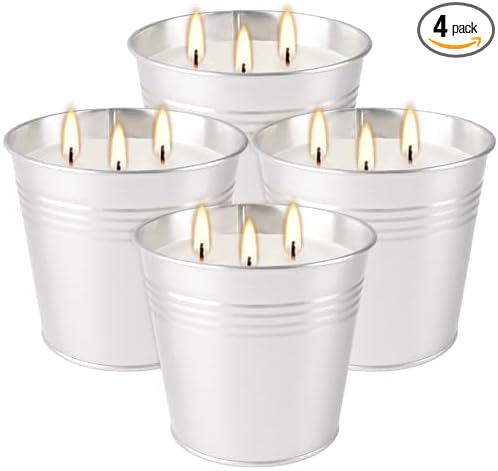 Large Citronella Candles Outdoor-4x150z3-Wick Bucket Candle for Home Patio Candleup to 240 Hours, Summer Camping HugeCandle