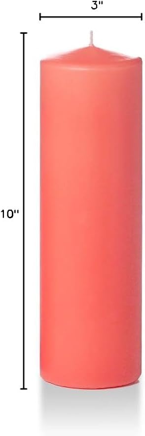 yummi 3" x 10" Coral Round Pillar Candles - 3 per Pack