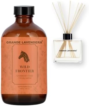 Grande Lavendera® Wild Frontier Fragrance Oil Blend, Luxury Hotel Inspired Aromatherapy Scent Diffuser Oil, Bolder Fragrance with Sandalwood, Cedar & Smoky Leather, USA Made, 4 fl oz / 118 mL