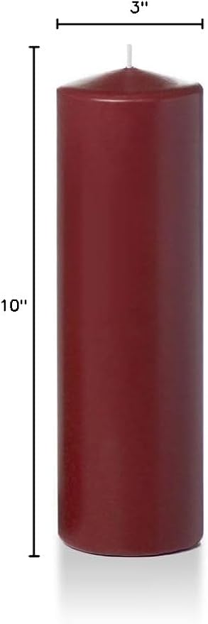 yummi 3" x 10" Burgundy Round Pillar Candles - 3 per Pack
