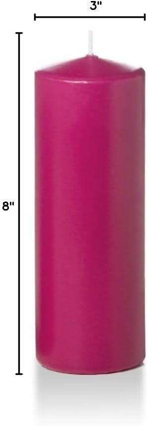yummi 3" x 8" Hot Pink Round Pillar Candles - 3 per Pack
