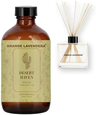 Grande Lavendera® Desert Haven Fragrance Oil Blend, Luxury Hotel Inspired Aromatherapy Scent Diffuser Oil, Bolder Fragrance with White Tea, Aloe Vera & Lily, USA Made, 4 fl oz / 118 mL
