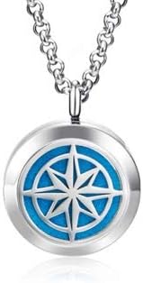 Wild Essentials Nautical Star Essential Oil Diffuser Necklace, Stainless Steel Locket Pendant with 24 inch Chain, 12 Color Refill Pads, Customizable Color Changing Perfume Jewelry for Aromatherapy