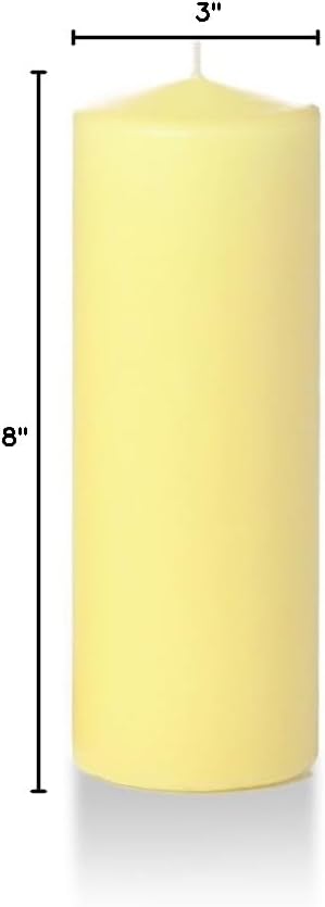 yummi 3" x 8" Buttercup Yellow Round Pillar Candles - 3 per Pack