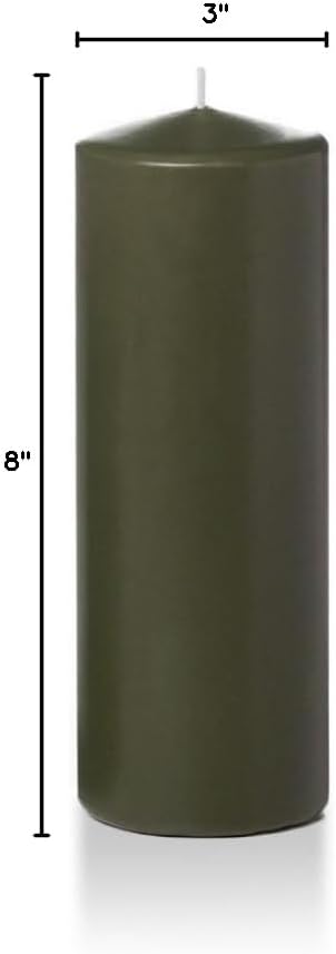 yummi 3" x 8" Olive Round Pillar Candles - 3 per Pack