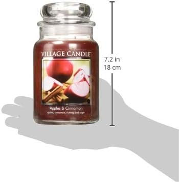 Village Candle Apples & Cinnamon Large Apothecary Jar, Scented Candle, 21.25 oz.