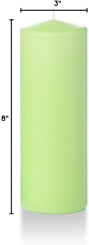 yummi 3" x 8" Mint Round Pillar Candles - 3 per Pack