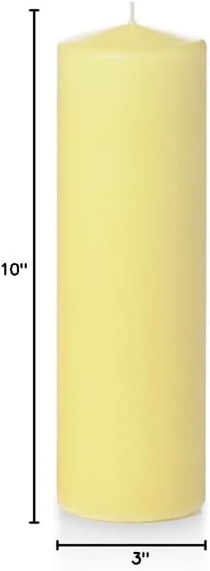 yummi 3" x 10" Buttercup Yellow Round Pillar Candles - 3 per Pack