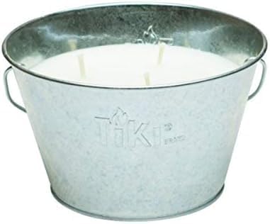 TIKI Citronella Candle 28-Ounce – Triple Wick Metal Bucket with Lid (Silver) – Long-Lasting Outdoor Candle for Patio, Deck, Garden, Backyard & Camping (Pack of 6)