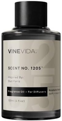 VINEVIDA [4 Fl Oz] Scent NO. 1205 Fragrance Oil for Cold Air Diffusers, Aromatic Notes of Dark Musk Oud Wood, Essential Oils for Diffuser Oil Refill & Air Freshener Room Spray