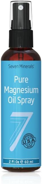 Seven Minerals Travel Size Pure Magnesium Oil - USP Grade Magnesium Spray, No Unhealthy Trace Minerals - from Ancient Underground Permian Seabed in USA, Free eBook Included (2 fl oz)