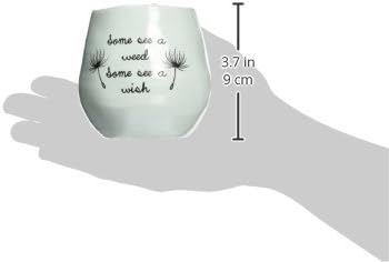Pavilion Gift Company 77111 Plain Dandelion Wishes - Some See a Weed Some See a Wish Green Ceramic Soy Serenity Scented Candle, 8 oz