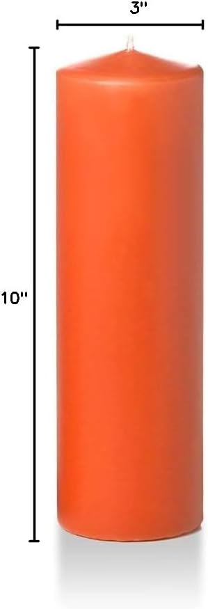 yummi 3" x 10" Bright Orange Round Pillar Candles - 3 per Pack