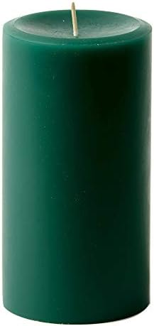 Mister Candle Dripless Unscented Pillar Candles, Set of 3 Hand Poured Hunter Green Pillar Candles, Solid Color Non-Scented Candles for Home Decor, Premium Wax, 80 Hr Burn Time, 3x6 Inch